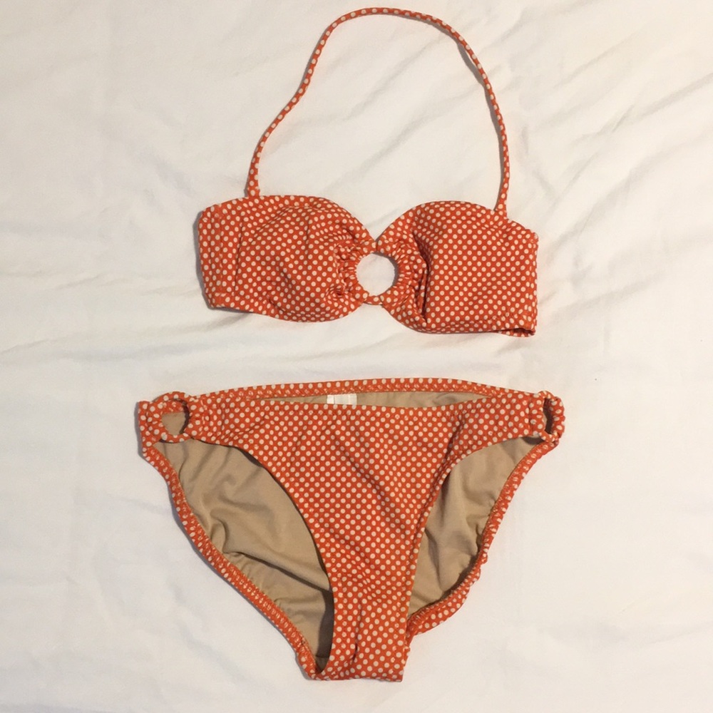 J. Crew Orange Polka Dot Bikini